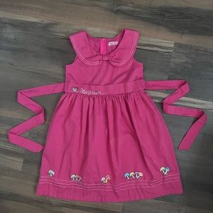 YF Girl's Embroidered Mushroom Sleeveless Peter Pan Collar Dress Pink Size 9
